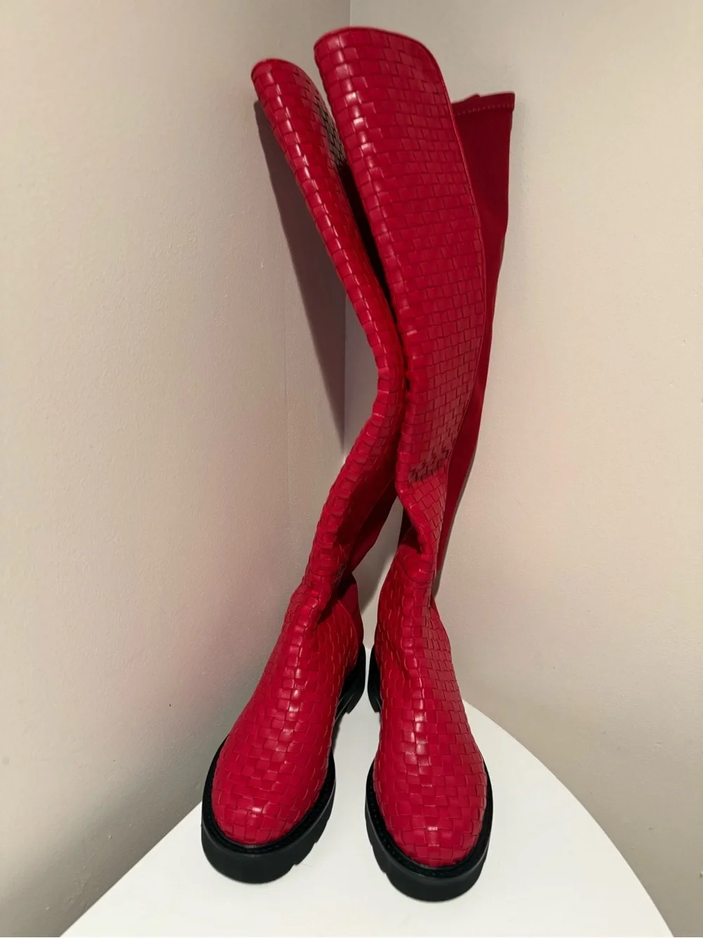 Stuart Weitzman 5050 Lift woven over-the-knee boot size 4B H50N10